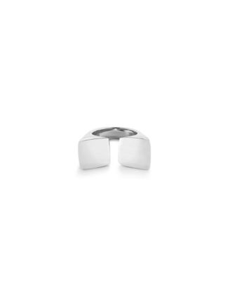 UNOde50 - Metal alloy ring plated in sterling silver with square shape at the ends