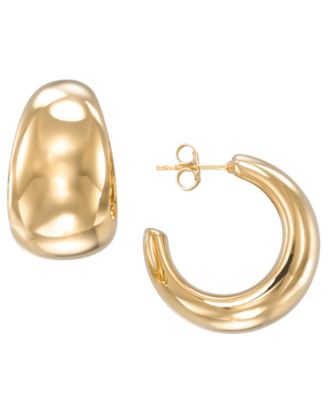 High Polished Bold C Shape Hoop Earrings in 18k Yellow Gold Over Sterling Silver