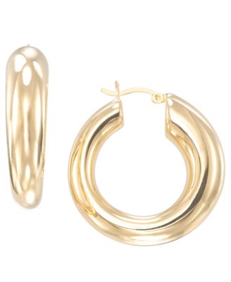 High Polished Donut Hoop Earrings in 18k Yellow Gold Over Sterling Silver