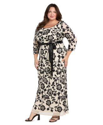Plus Size Long Floral Embroidered Dress