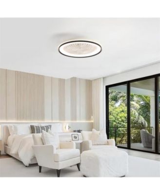 19-inch Modern White 7-Blade Ceiling Fan with Dimmable Color Changing LED and Remote Control