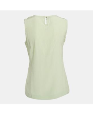 Women's Green Silk Sleeveless Top