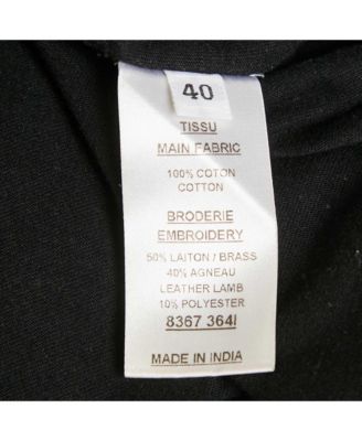 Women's Black Leather And Brass Shoulder Embellished Jersey T-Shirt