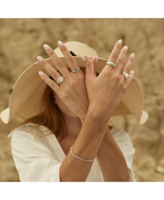 Adjustable Multi Pastel Color Enamel Sterling Silver Signet Ring