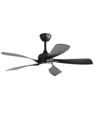52-inch Modern Smart Standard Black 5-Blade Ceiling Fan with Remote Control and LED Light