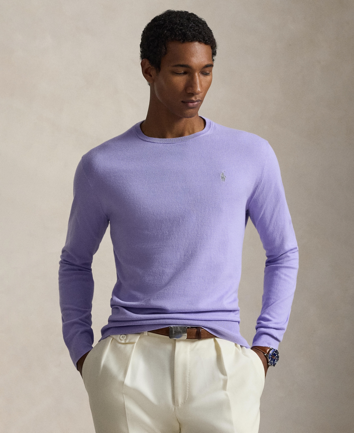 Polo Ralph Lauren Men's Pima Regular-Fit Crewneck Sweater - Sky Lavendar