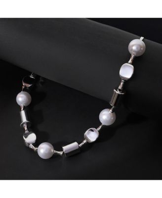 Women's The Spherical-Block Collar Necklace - Chrome Silver