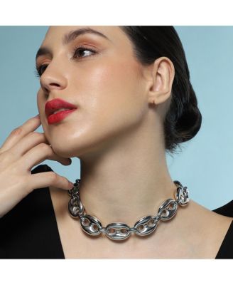 Women's The Chunky Coffee-Bean Chain Necklace - Chrome Silver