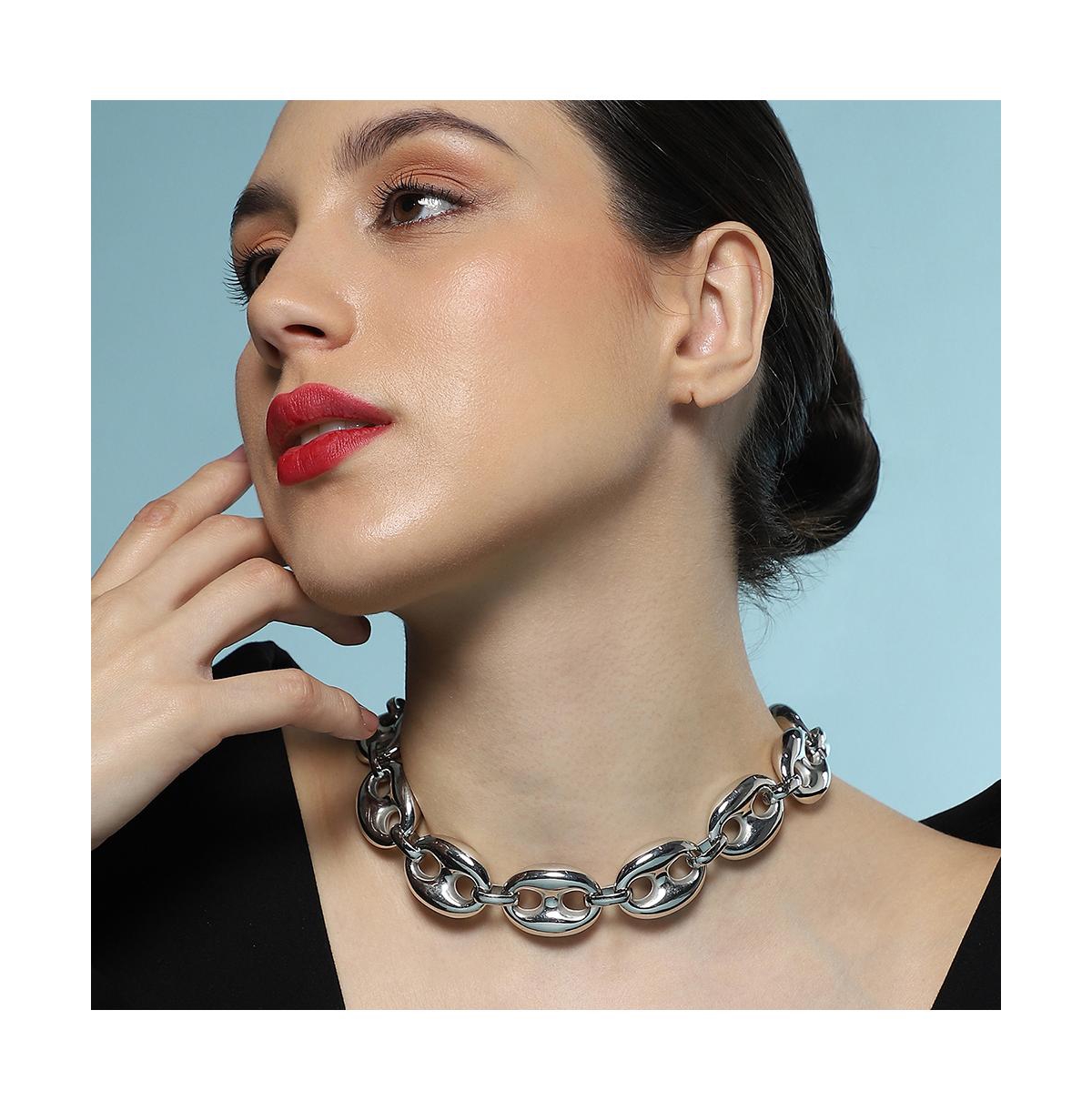 Women's The Chunky Coffee-Bean Chain Necklace - Chrome Silver