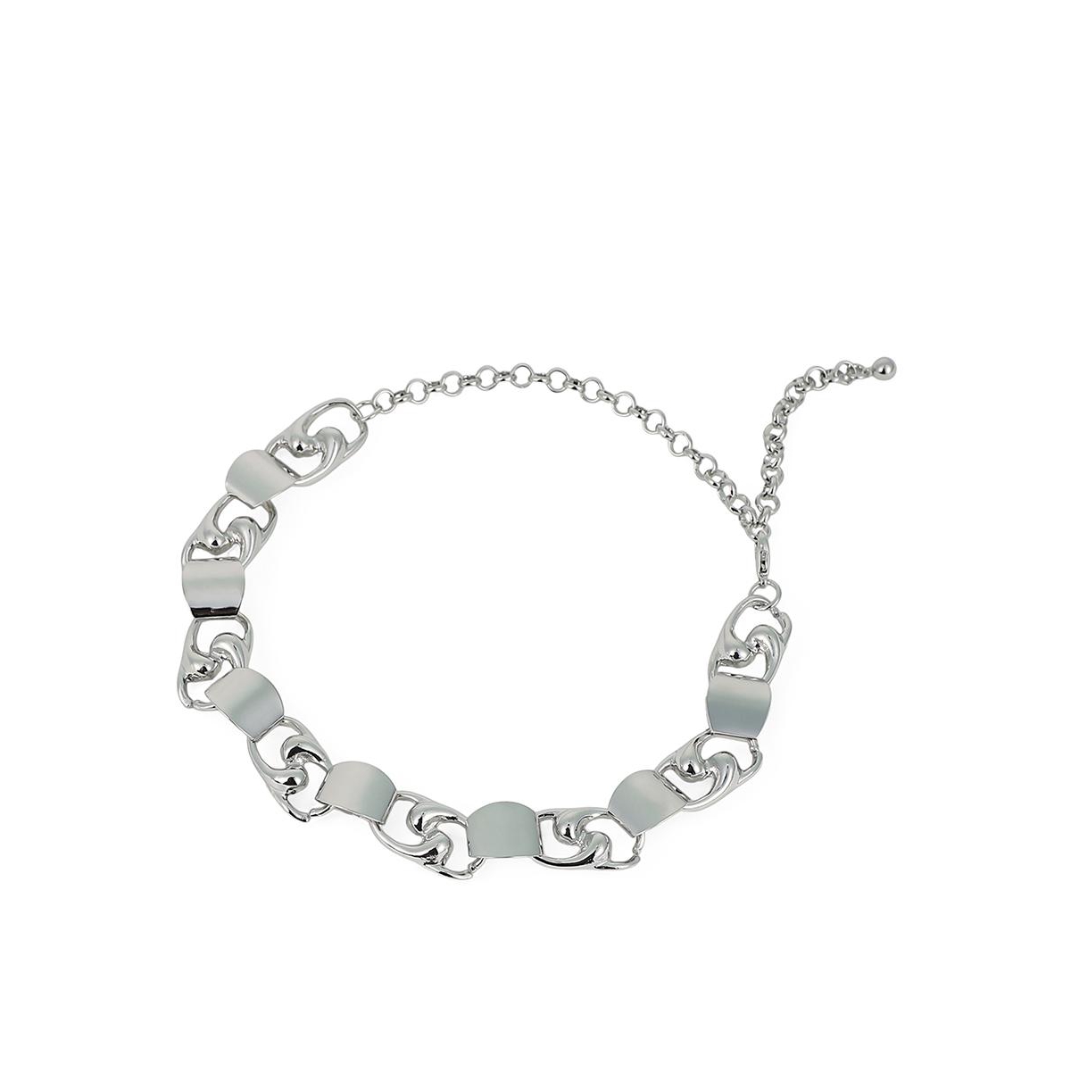 Women's The SwirlBlock-Link Chain Necklace - Metallic Silver