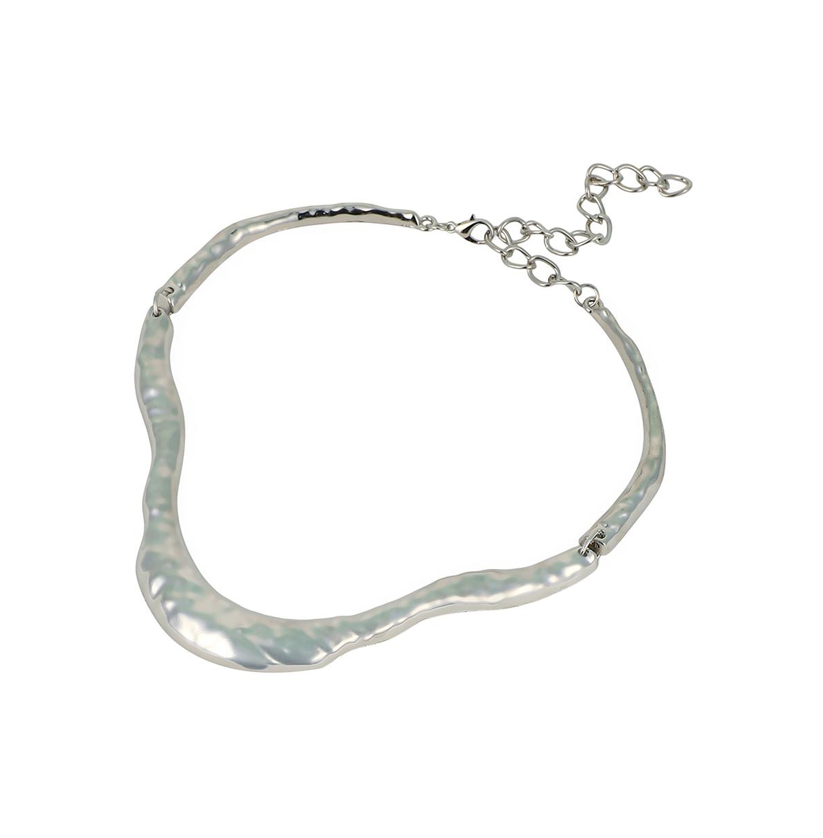 Women's The Hammered-Horn Collar Necklace - Chrome Silver
