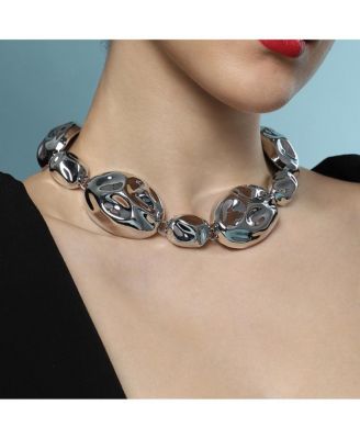 Women's The Chunky Dented-Pierre Collar Necklace - Chrome Silver