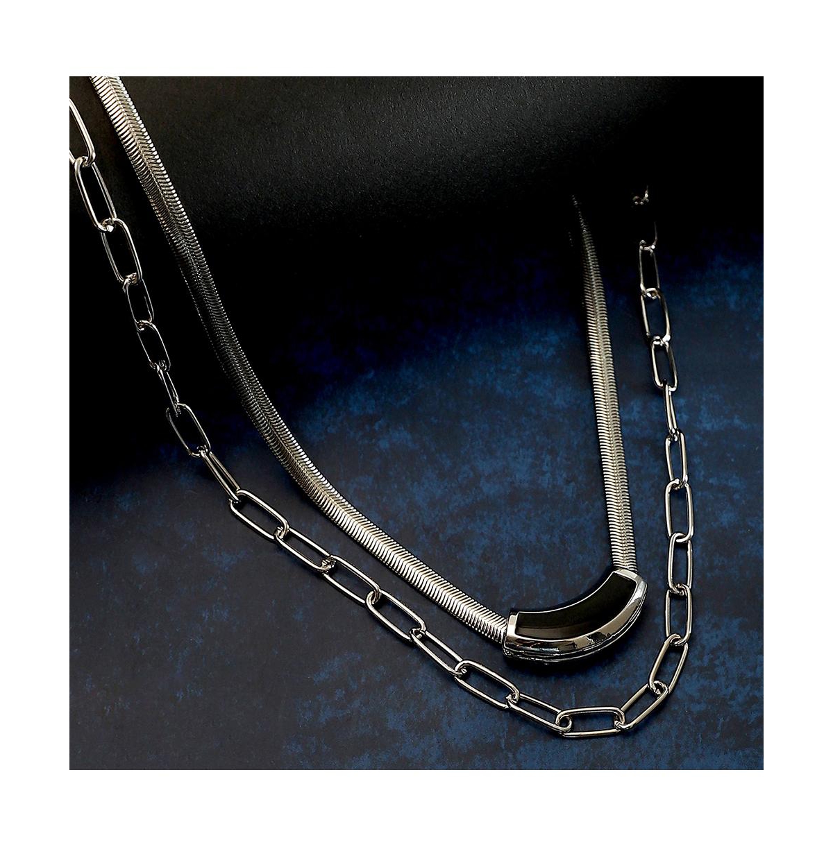 Sohi Women's The Sylvan-Snakechain Multi-Layer Necklace - Chrome Silver