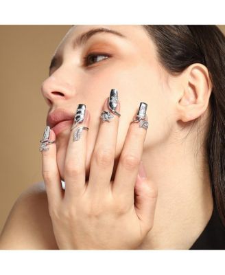 Women's The Botanic Nail Rings - Metallic Silver (Set Of 4)
