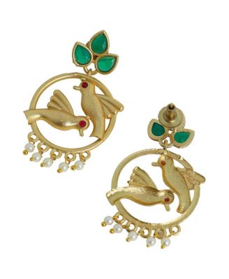 Women's The Halo-Bird Drop Earrings - Antique Gold