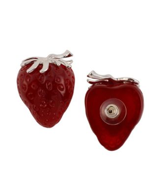 Women's The Strawberry Stud Earrings - Berry Red & Metallic Silver