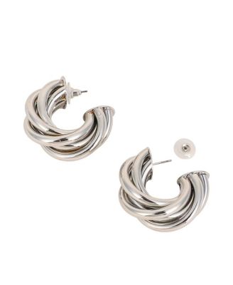 Women's The Chunky-Twist Half-Hoop Earrings - Metallic Silver
