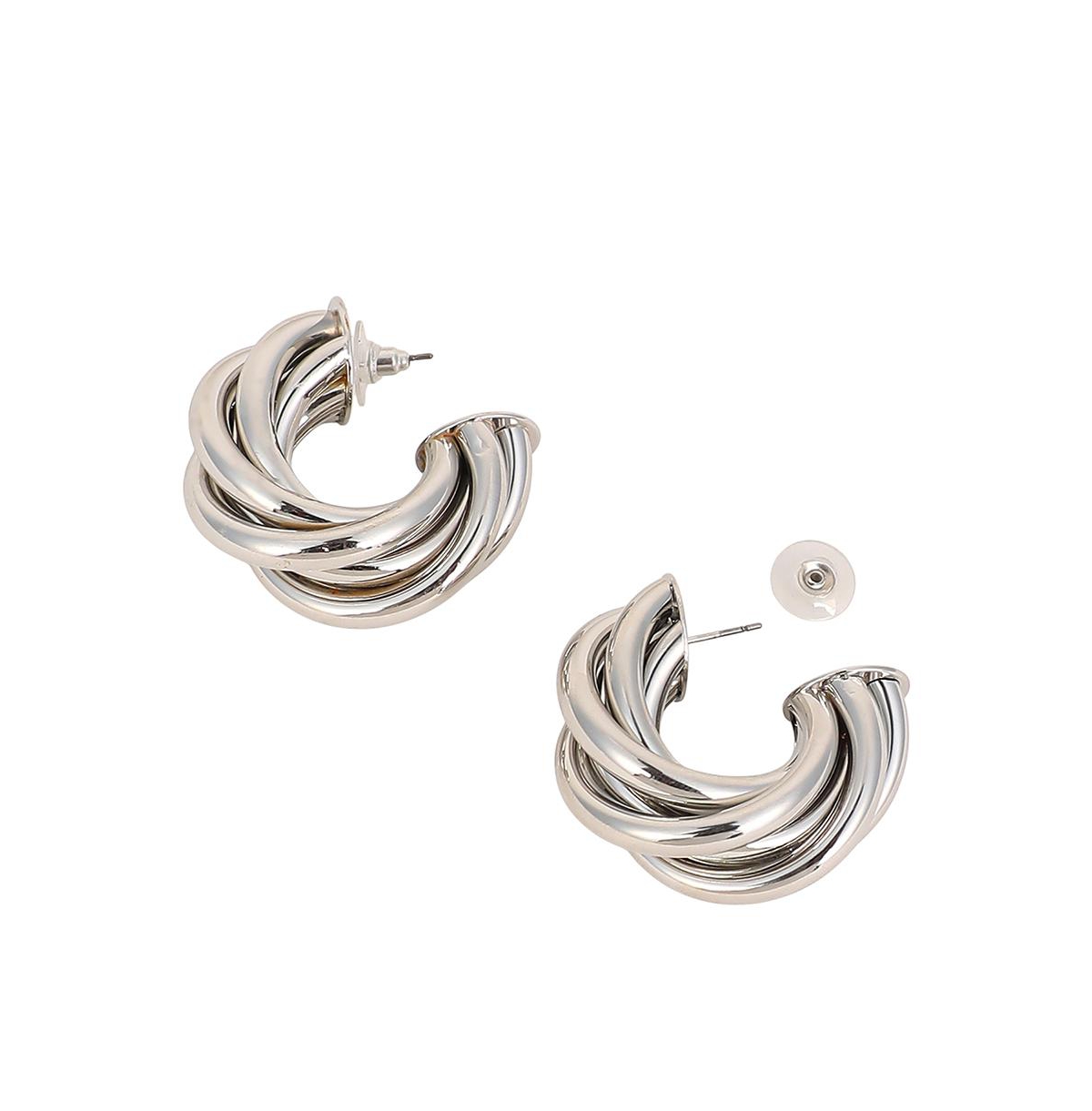 Women's The Chunky-Twist Half-Hoop Earrings - Metallic Silver