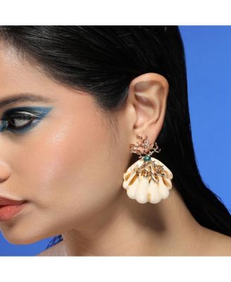 Women's The Veined-Conchiglia Drop Earrings - California Gold