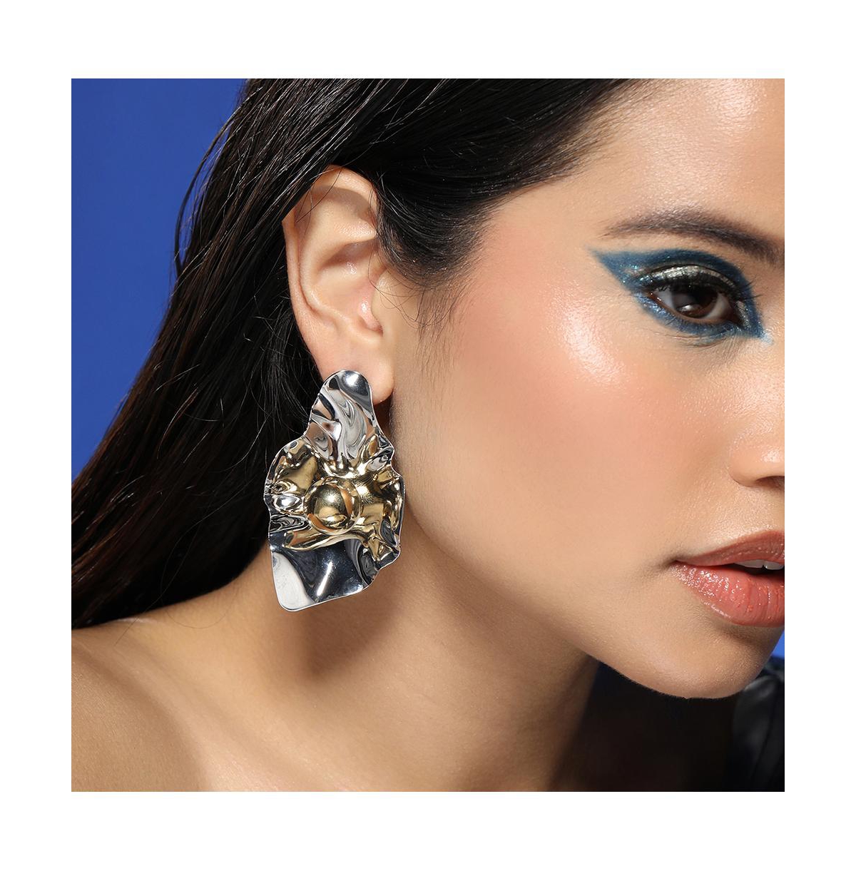 Women's The Techno-Flora Statement Earrings - Chrome Silver