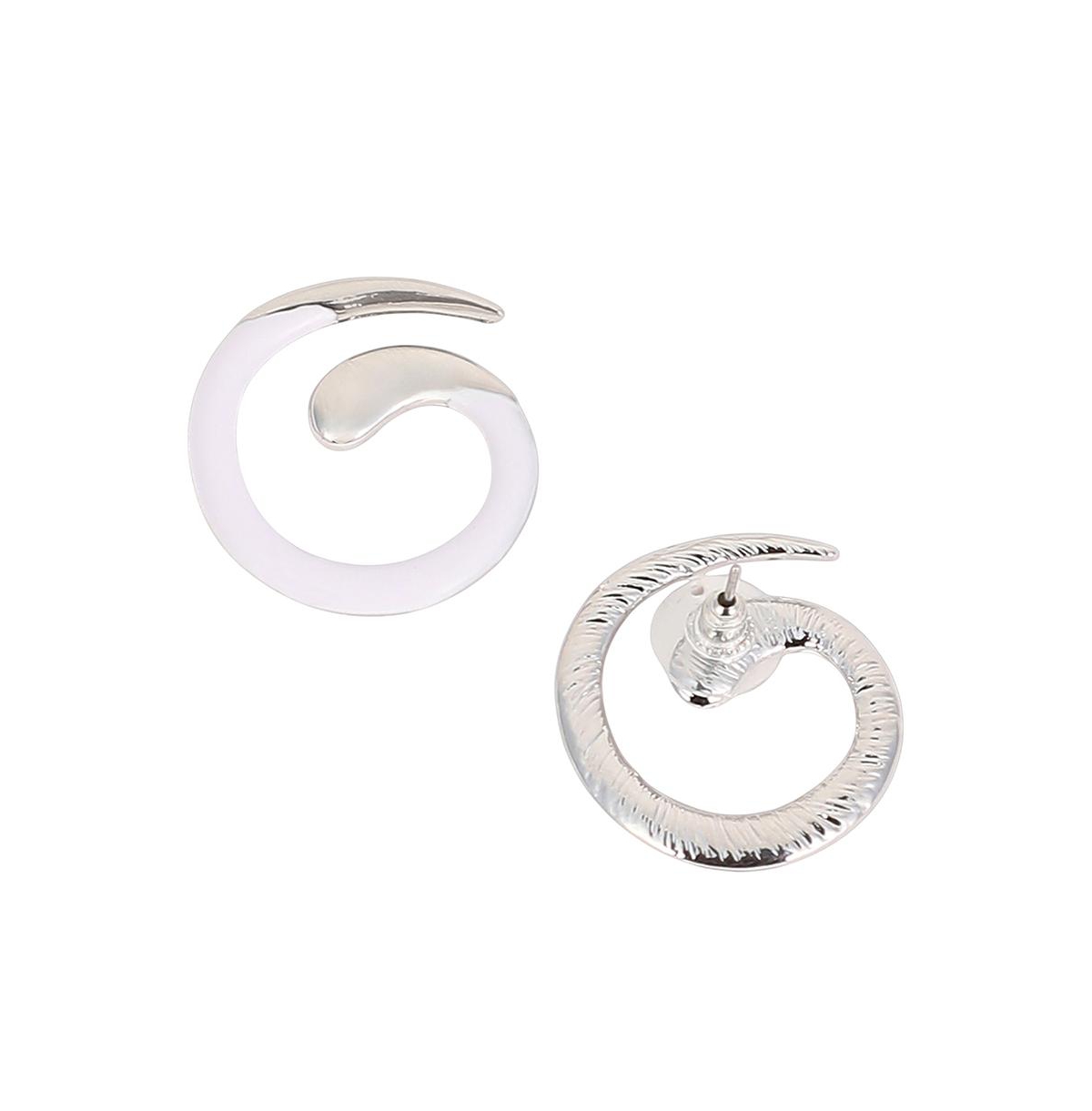 Women's The Enamel-Spirale Stud Earrings - Metallic Silver