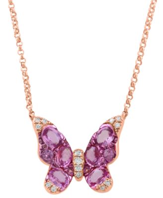 Diamond (1/20 ct. t.w.) & Pink Sapphire (1-1/8 ct. t.w.) Pendant Necklace in 14K Rose Gold