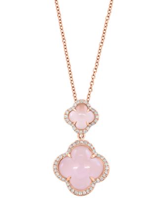 Diamond (1/4 ct. t.w.) & Pink Quartz (3-5/8 ct. t.w.) Pendant Necklace in 14k Rose Gold