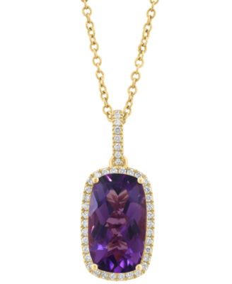 Diamond (1/6 ct. t.w.) & Amethyst (2-3/4 ct. t.w.) Pendant Necklace in 14k Rose Gold