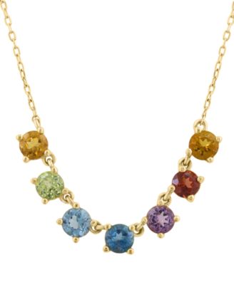 Multi Gemstones Necklace (7/8 ct. t.w.) in 14k Yellow Gold