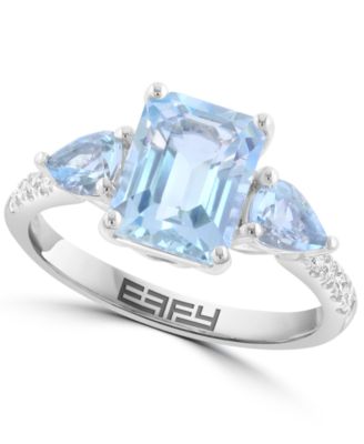EFFY Collection - Diamond (1/10 ct. t.w.) & Aquamarine (2-5/8 ct. t.w.) Ring in 14K White Gold