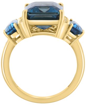 Diamond (1/4 ct. t.w.) & London Blue Topaz (11 ct. t.w.) Ring in 14k Yellow Gold