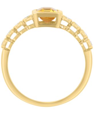 Diamond (1/6 ct. t.w.) & Madeira Citrine (1-1/10 ct. t.w.) Ring in 14k Yellow Gold