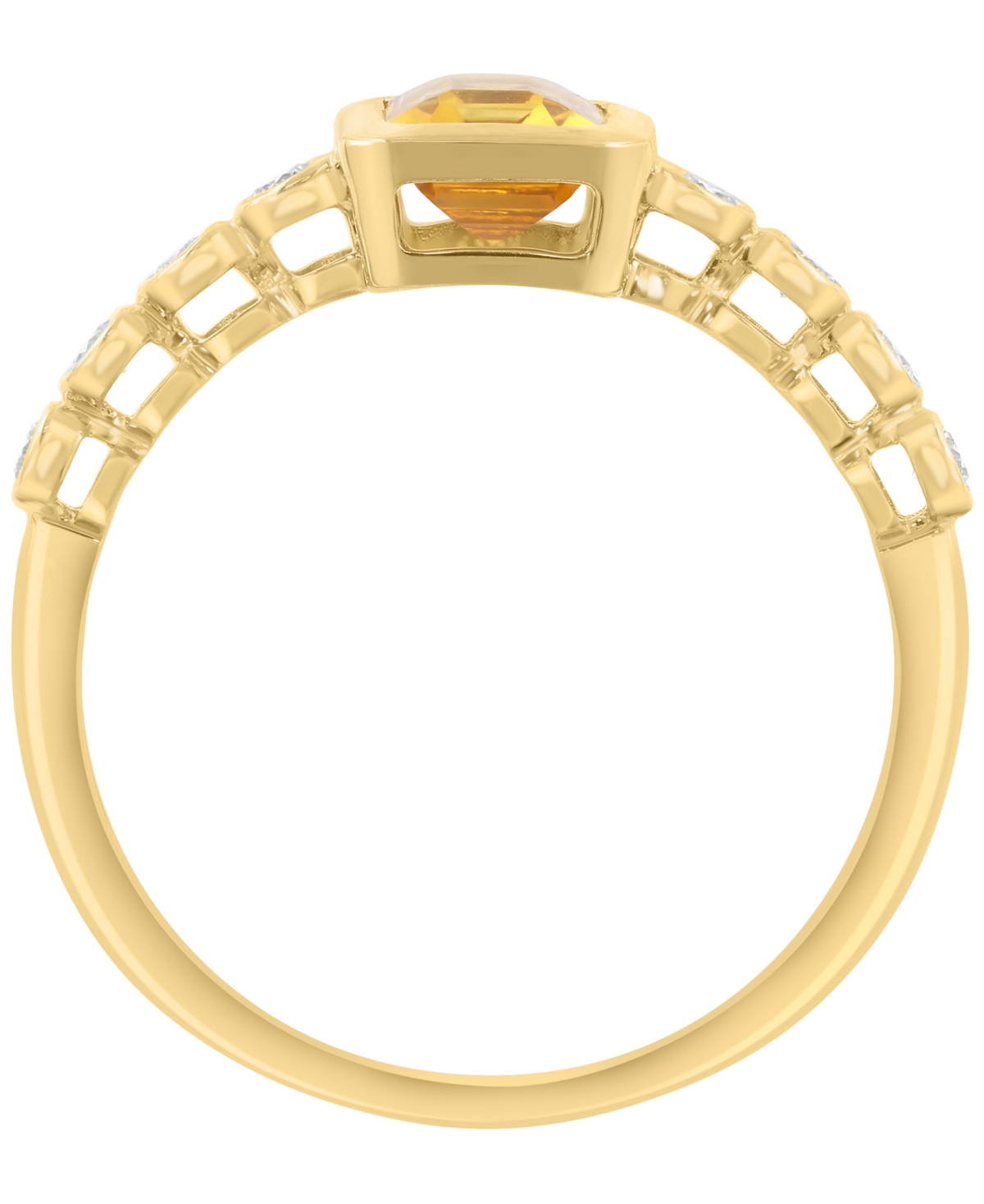 Effy Collection Diamond (1/6 ct. t.w.) & Madeira Citrine (1-1/10 ct. t.w.) Ring in 14k Yellow Gold