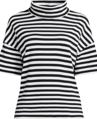 Plus Size Elbow Sleeve Supima Cotton Relaxed Turtleneck