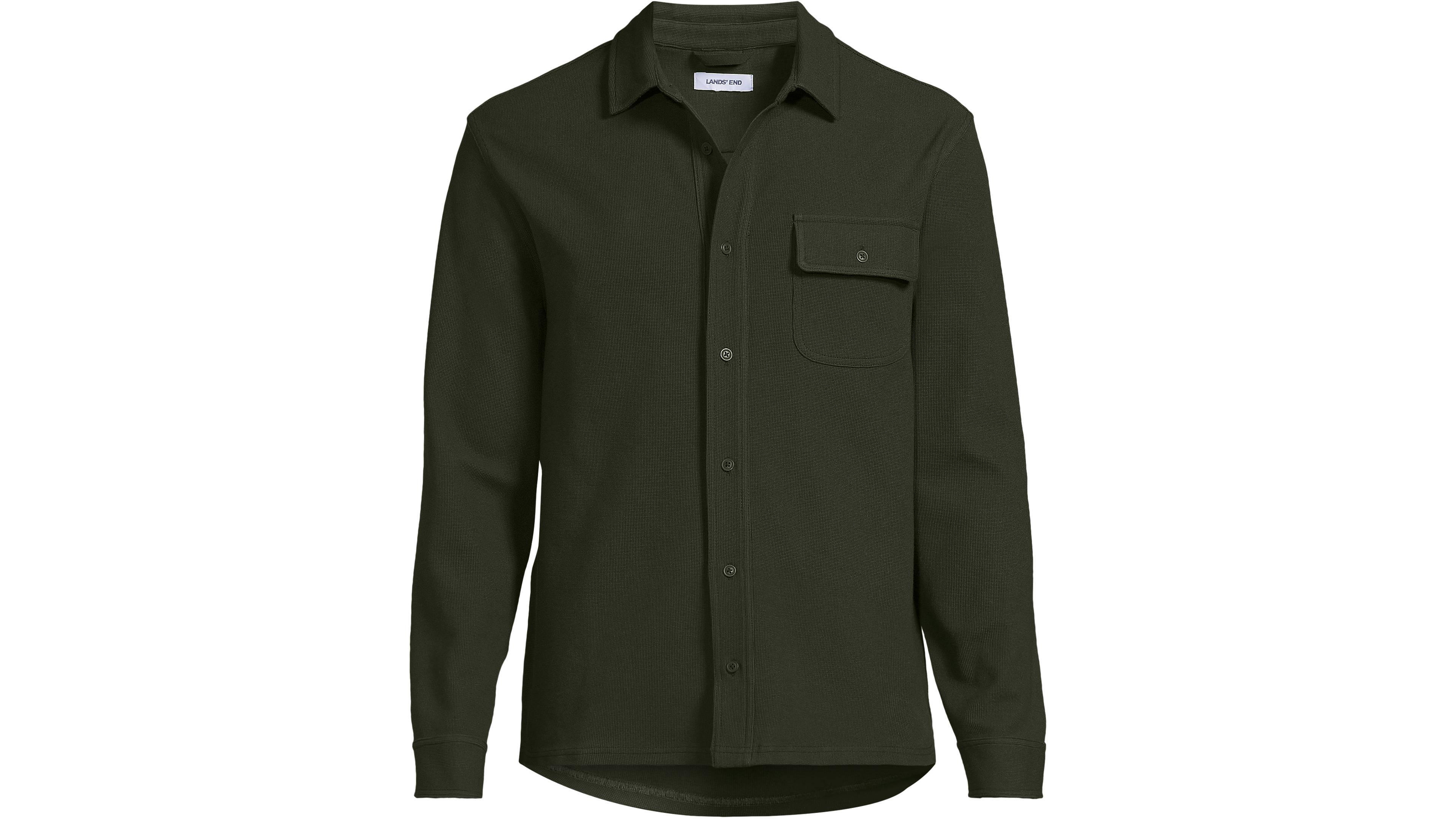 Lands' End Men's Long Sleeve Knit Workwear Waffle Shirt