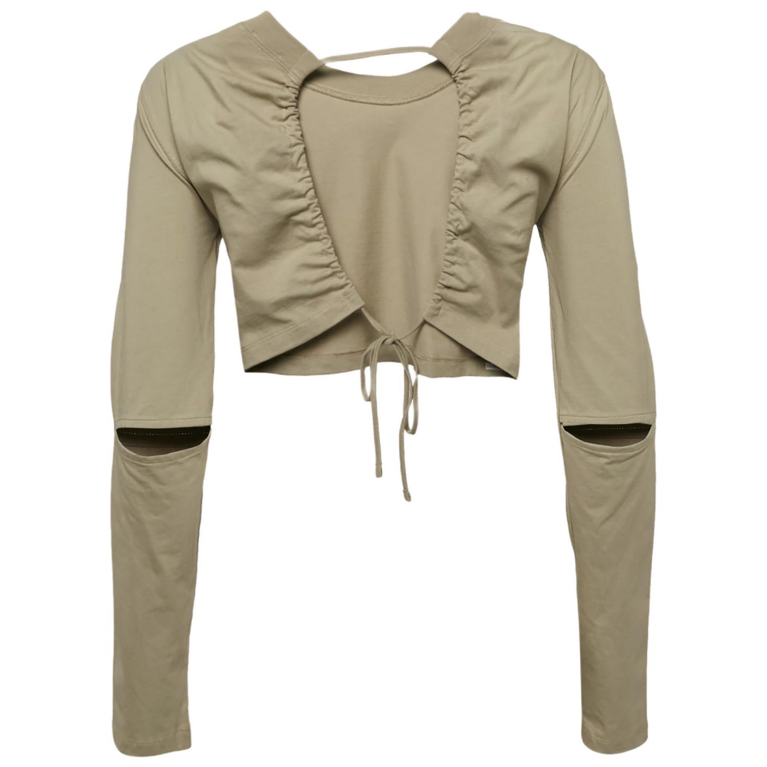 Women's Sage Green Cotton Open Back Crop T-Shirt