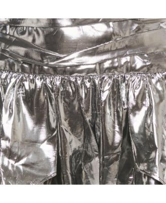 Women's Metallic Lam&eacute Gathered Mini Skirt