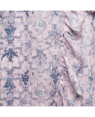 Women's Etoile Pink Printed Linen Tempster Wrap Skirt