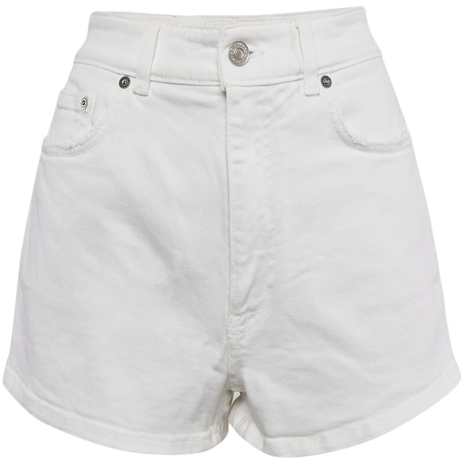 Women's White Denim Distress Pocket Detail Shorts