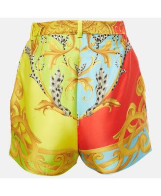 Women's Multicolor Barocco Acanthus Print Satin Shorts