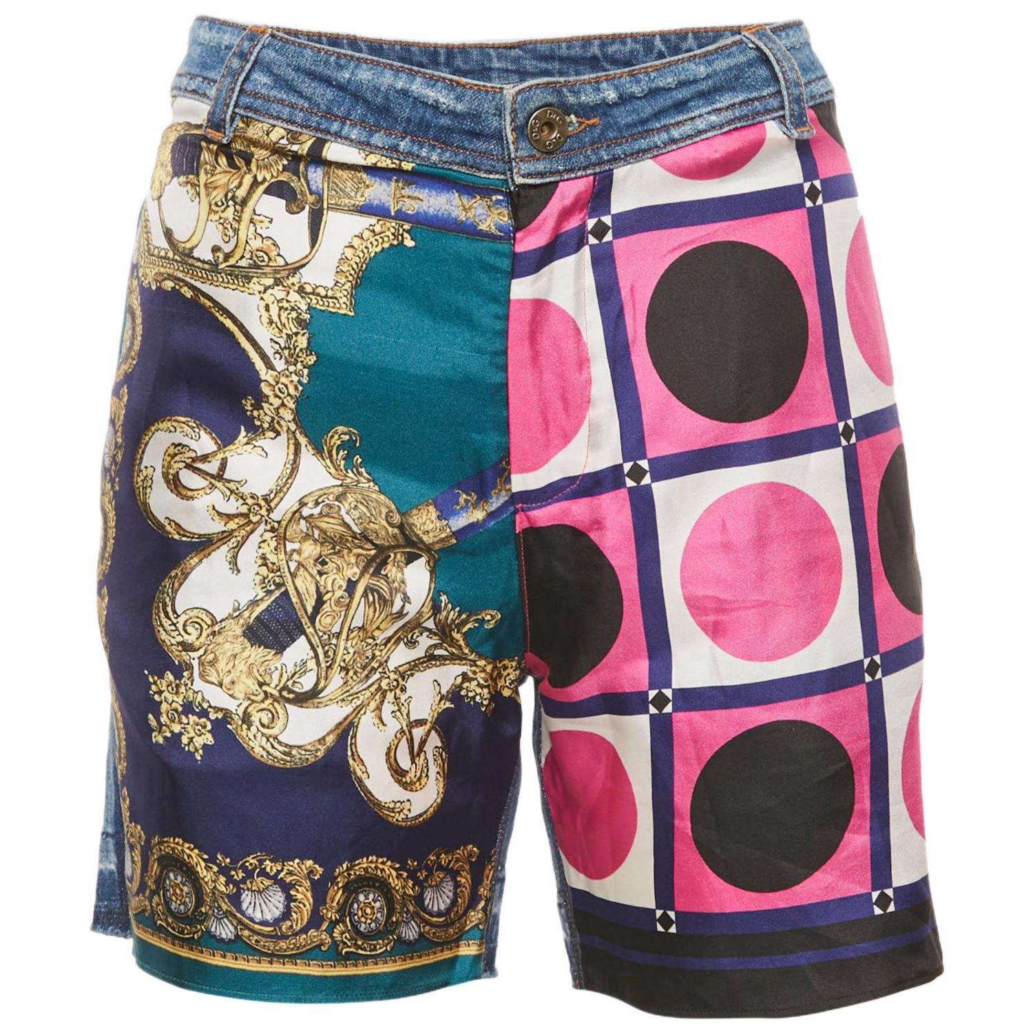 Women's Pre-Owned D&g Multicolor Patchwork Denim Bermuda Shorts