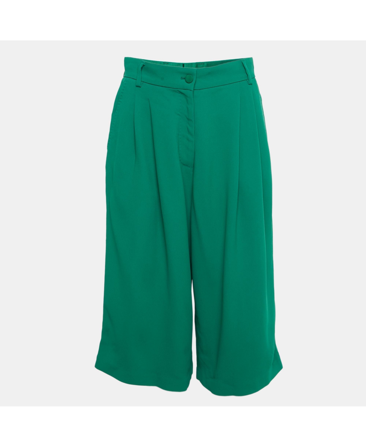 Pre-Owned Dolce & Gabbana Women's Green Crepe Pleated Shorts