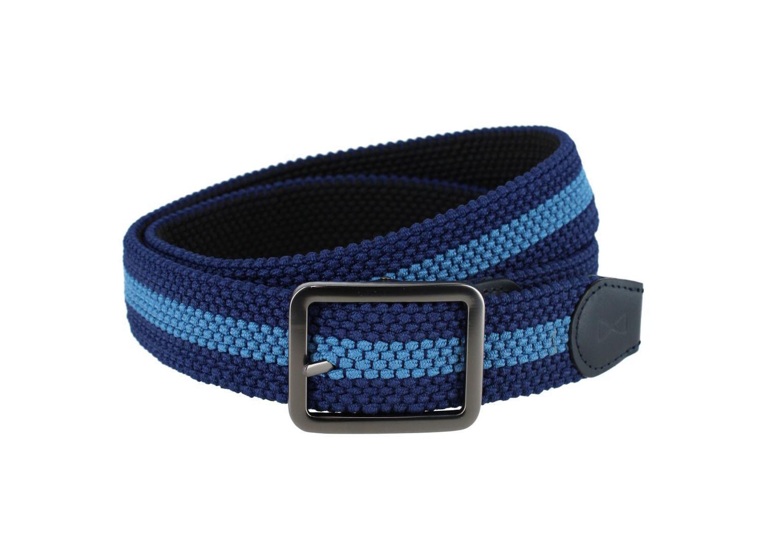 Big & Tall Arturo Black and Blue Striped Reversible Braided Belt
