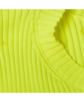 Women's Fluorescent Green Rib Knit Sweater