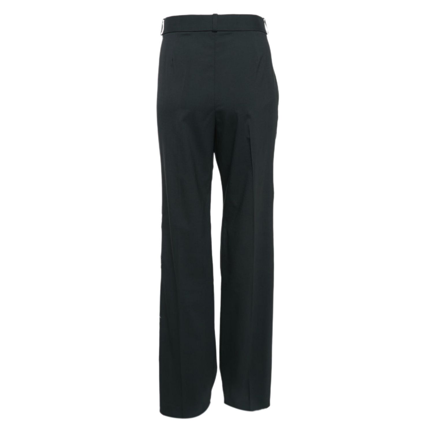 Women's Black Cut-Out Embellished Cotton Trousers