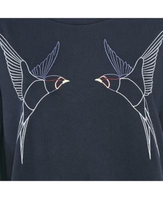 Women's Black Studded Logo Cotton Knit Oversized Sweatshirt