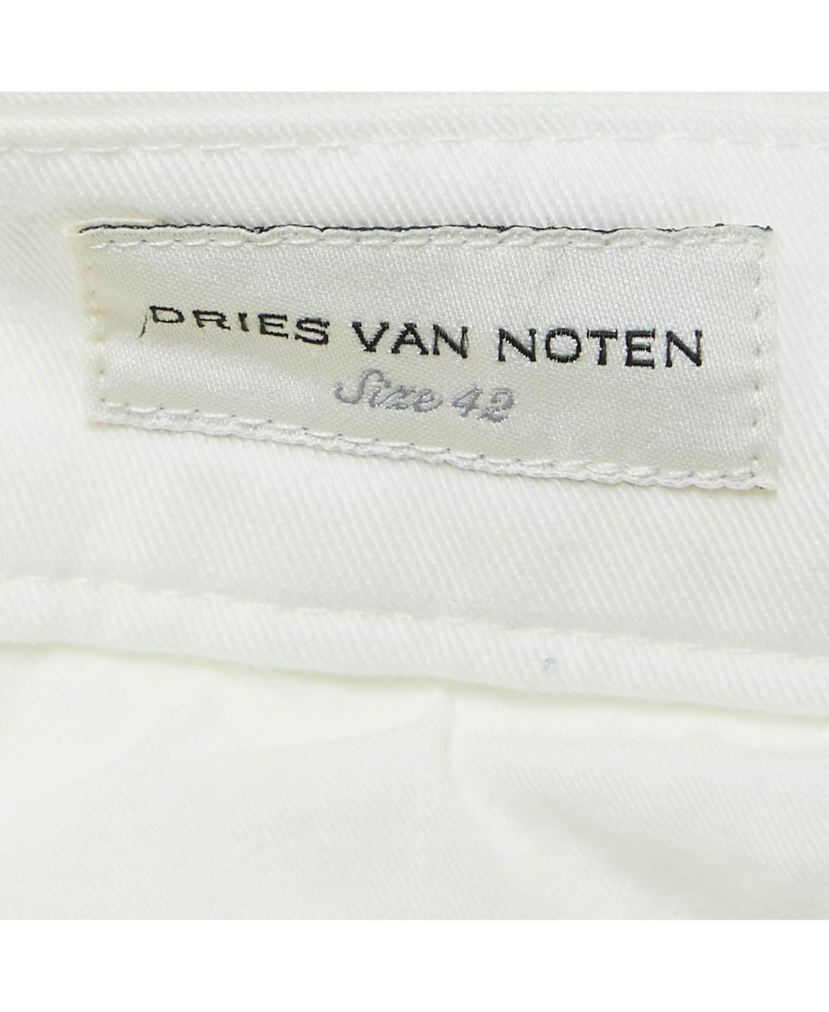 Pre-Owned Dries Van Noten Women's White Cotton Drill Tapered Jeans
