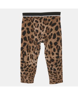 Women's Brown Leopard Print Cotton Knit Leggings
