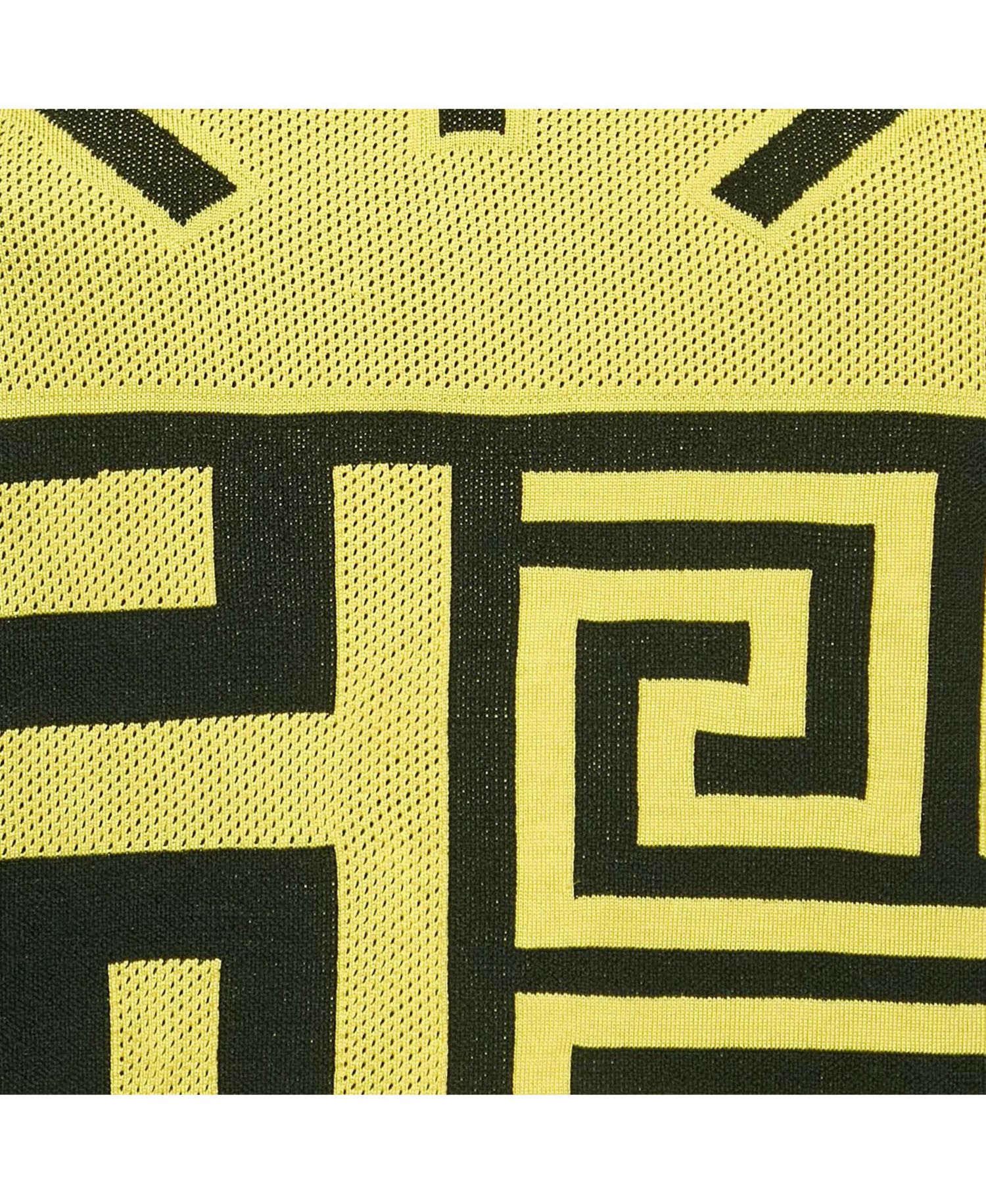 Women's Black/yellow Greca Pattern Jersey Crewneck Sweatshirt