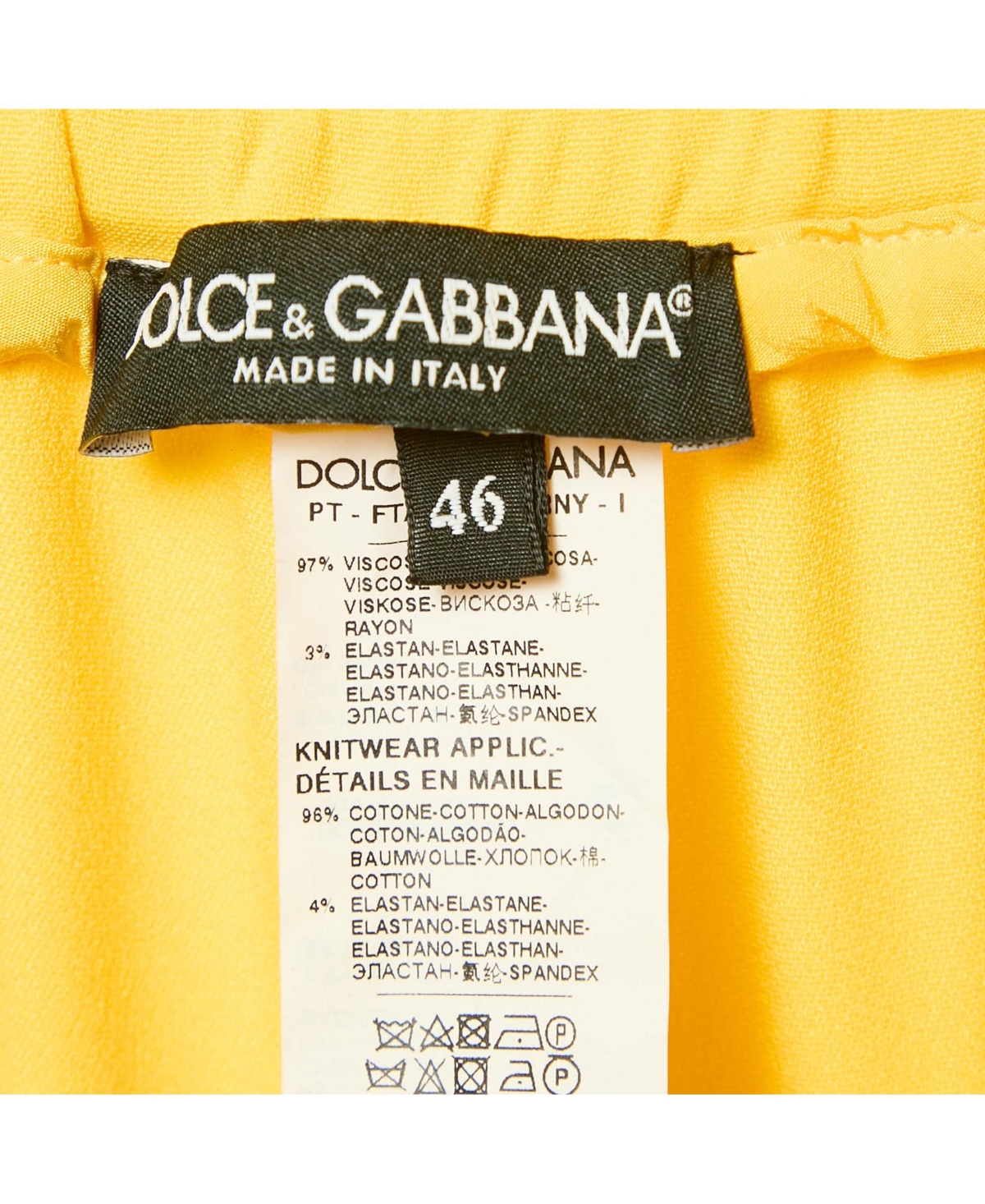 Pre-Owned Dolce & Gabbana Women's Yellow Crepe Logo Tape Trimmed Trackpants